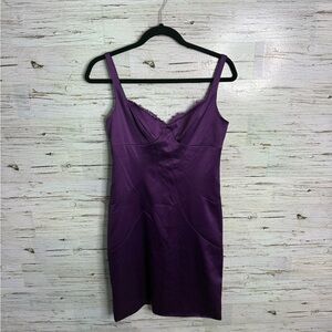 Max & Cleo Purple Midi Dress lace bodycon size 8